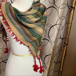 Ruby tasseled scarf